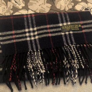Italian Wool Black and Red Plaid Scarf